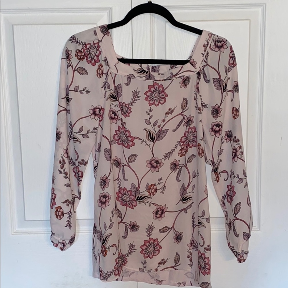 Loft Square Neck Floral Blouse